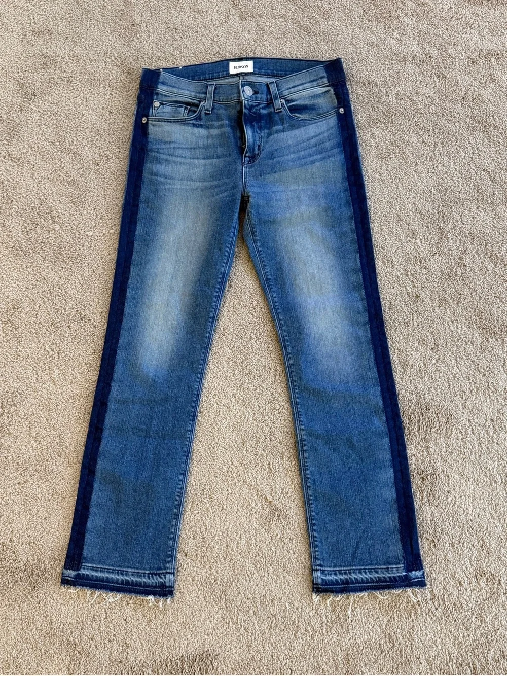 HUDSON Tilda Crop Cigarette Jeans Side Stripe Raw Hem Mid Rise Stretch Size 26